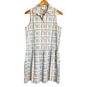Tuckernuck Westport Trellis Blue Plaid Sleeveless Shirt Dress Preppy Tennis Prep